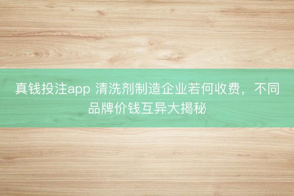 真钱投注app 清洗剂制造企业若何收费，不同品牌价钱互异大揭秘
