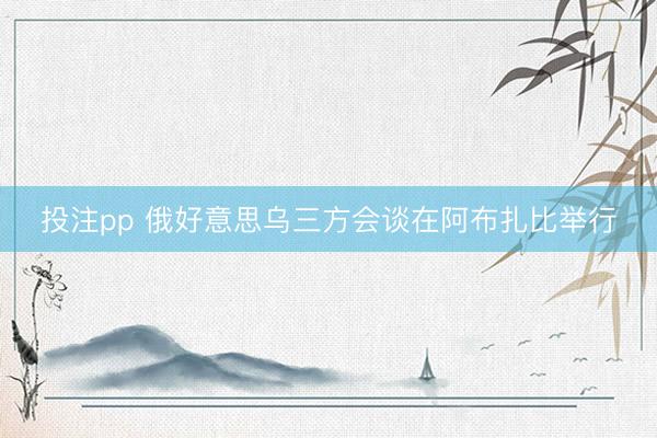 投注pp 俄好意思乌三方会谈在阿布扎比举行