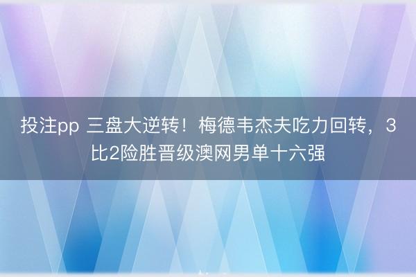 投注pp 三盘大逆转！梅德韦杰夫吃力回转，3比2险胜晋级澳网男单十六强