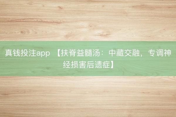 真钱投注app 【扶脊益髓汤：中藏交融，专调神经损害后遗症】