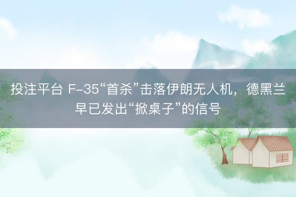 投注平台 F-35“首杀”击落伊朗无人机,德黑兰早已发出“掀桌子”的信号