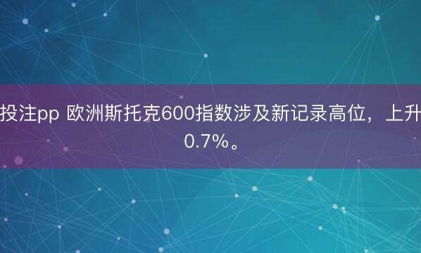投注pp 欧洲斯托克600指数涉及新记录高位，上升0.7%。
