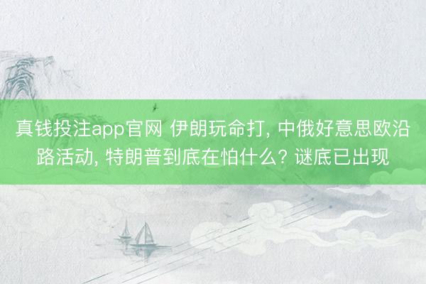 真钱投注app官网 伊朗玩命打， 中俄好意思欧沿路活动， 特朗普到底在怕什么? 谜底已出现