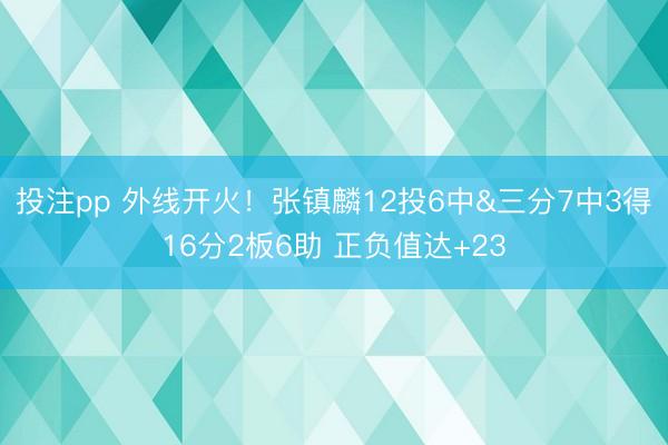 投注pp 外线开火！张镇麟12投6中&三分7中3得16分2板6助 正负值达+23