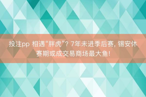 投注pp 相遇“胖虎”? 7年未进季后赛， 锡安休赛期或成交易商场最大鱼!