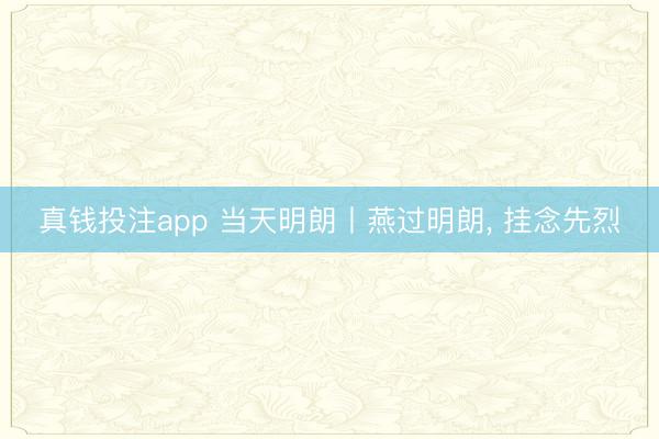 真钱投注app 当天明朗丨燕过明朗, 挂念先烈