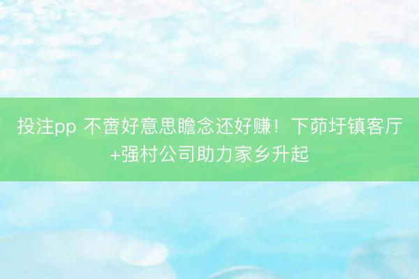 投注pp 不啻好意思瞻念还好赚！下茆圩镇客厅+强村公司助力家乡升起