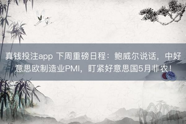 真钱投注app 下周重磅日程：鲍威尔说话，中好意思欧制造业PMI，盯紧好意思国5月非农！