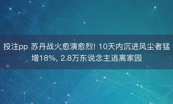 投注pp 苏丹战火愈演愈烈! 10天内沉进风尘者猛增18%， 2.8万东说念主逃离家园
