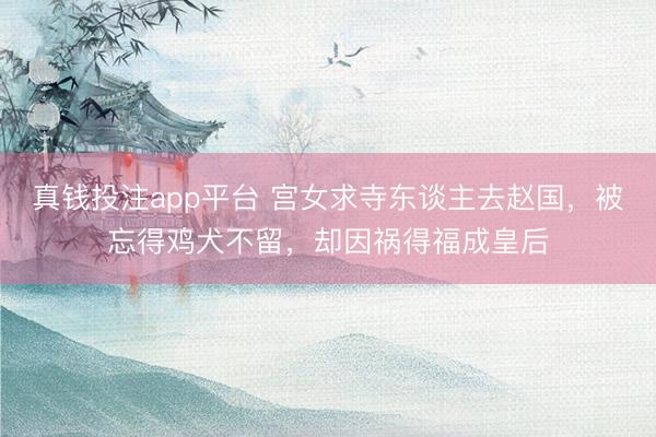 真钱投注app平台 宫女求寺东谈主去赵国,被忘得鸡犬不留,却因祸得福成皇后