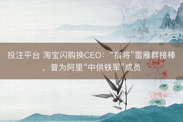 投注平台 淘宝闪购换CEO:“宿将”雷雁群接棒,曾为阿里“中供铁军”成员