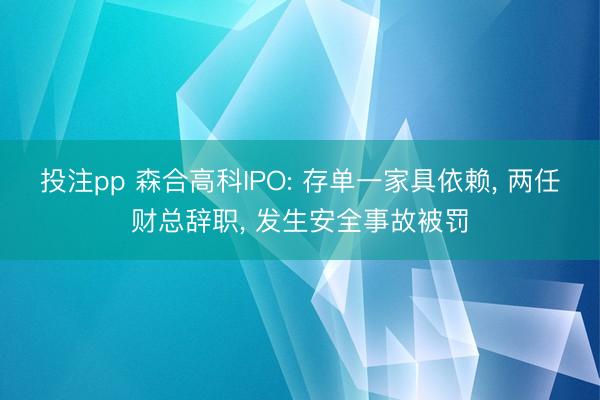 投注pp 森合高科IPO: 存单一家具依赖, 两任财总辞职, 发生安全事故被罚
