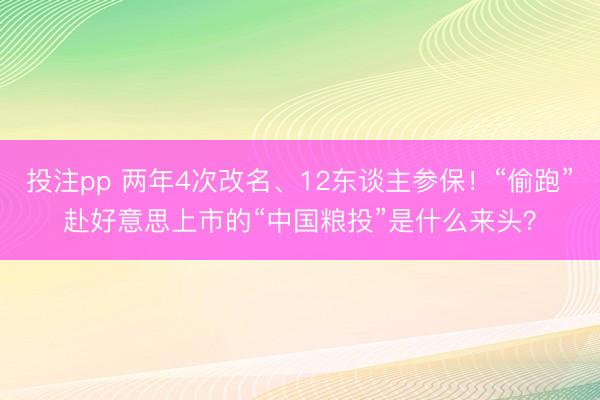 投注pp 两年4次改名、12东谈主参保！“偷跑”赴好意思上市的“中国粮投”是什么来头？