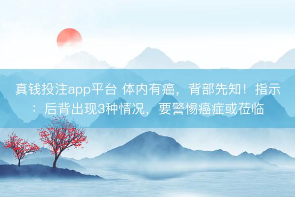 真钱投注app平台 体内有癌，背部先知！指示：后背出现3种情况，要警惕癌症或莅临