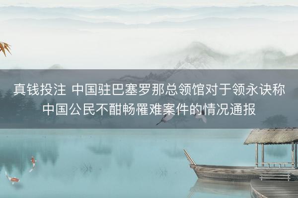 真钱投注 中国驻巴塞罗那总领馆对于领永诀称中国公民不酣畅罹难案件的情况通报