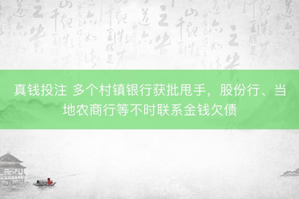 真钱投注 多个村镇银行获批甩手，股份行、当地农商行等不时联系金钱欠债