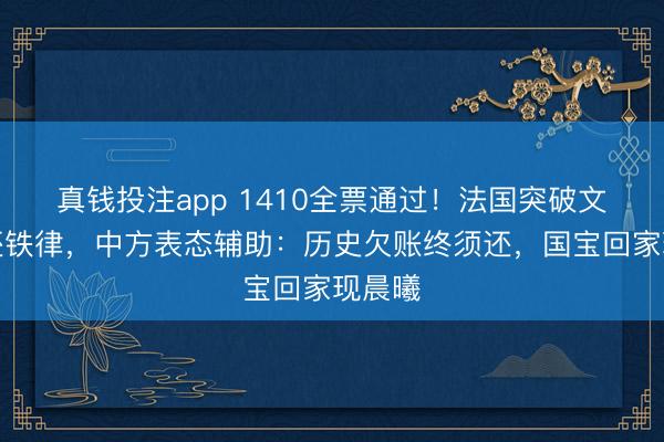 真钱投注app 1410全票通过！法国突破文物不还铁律，中方表态辅助：历史欠账终须还，国宝回家现晨曦